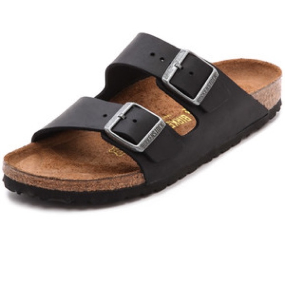 SOLD Black matte leather Birkenstocks size 37 (6.5-7)